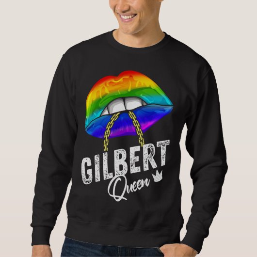Gilbert Queen LGBTQ Gay Pride Flag Lips Rainbow Me Trui (Voorkant)