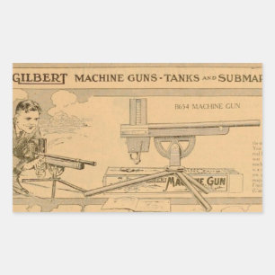 Gilbert toy's Machine Pistool 1919 Rechthoekige Sticker