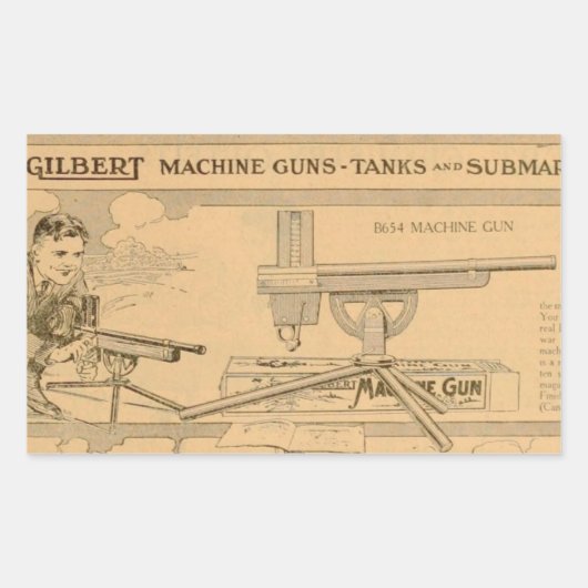 Gilbert toy's Machine Pistool 1919 Rechthoekige Sticker (Voorkant)