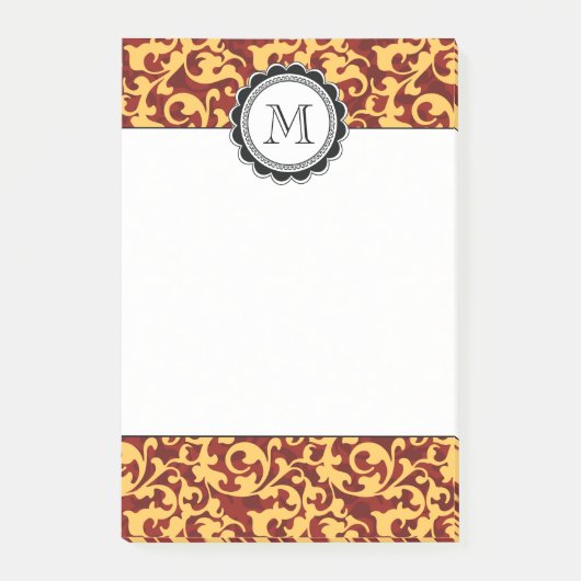 Gilded Age Baroque Damask Swirls Red en Gold Post-it® Notes (Voorkant)
