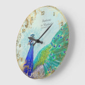 Gilded Age Peacock Feathers Faux Gold Leaf Grote Klok (Hoek)