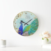 Gilded Age Peacock Feathers Faux Gold Leaf Grote Klok (Huis)