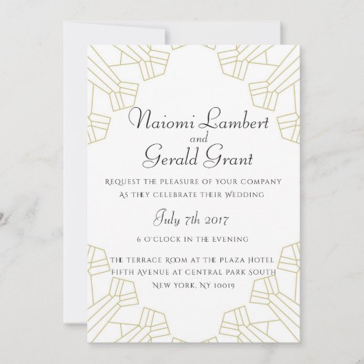 Gilded Age trouwuitnodiging wit Kaart (Voorkant)