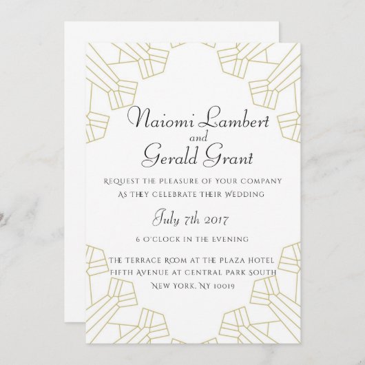 Gilded Age trouwuitnodiging wit Kaart (Voorkant / Achterkant)