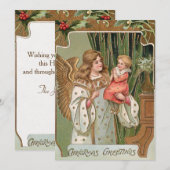 Gilded Angel en Child Feestdagenkaart (Voorkant / Achterkant)