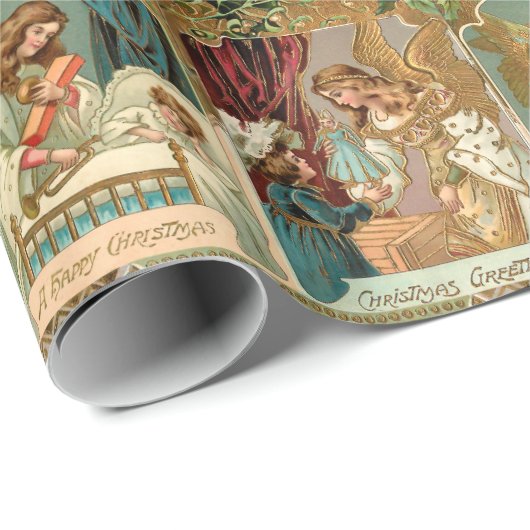 Gilded Angels, Kinderen en Greenery Cadeaupapier (Rol Hoek)