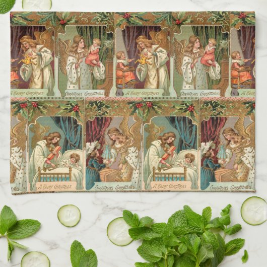 Gilded Angels, Kinderen en Greenery Theedoek (Gevouwen)