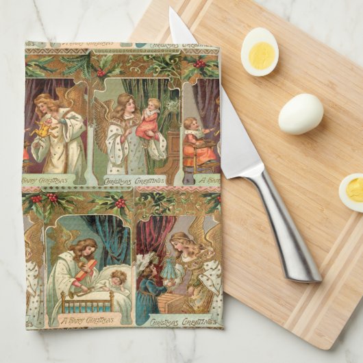 Gilded Angels, Kinderen en Greenery Theedoek (Quarter Fold)