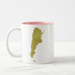 Gilded Argentina Map - Argentina Dorada Tweekleurige Koffiemok