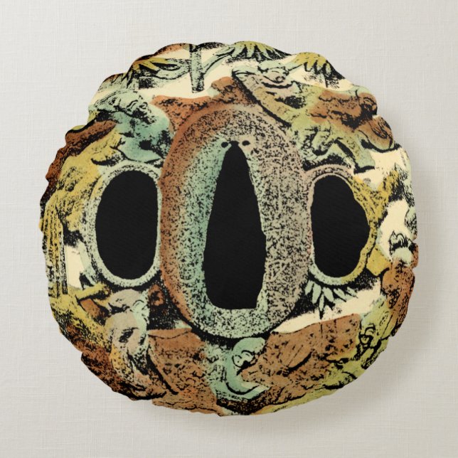 Gilded Asian Medallion by Vision Studio Rond Kussen (Voorkant)