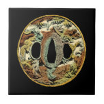 Gilded Asian Medallion by Vision Studio Tegeltje<br><div class="desc">Unieke afdruk van een geled Aziatisch medaille door Vision Studio. Een regenboog van de herfstkleuren beroert het oog,  waardoor de medaille een warm gevoel krijgt tegen de zwarte achtergrond. Krijg vandaag je kopie!</div>