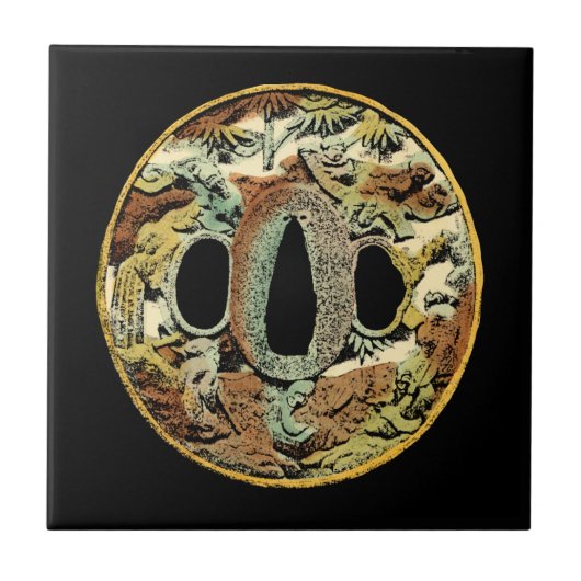 Gilded Asian Medallion by Vision Studio Tegeltje (Voorkant)