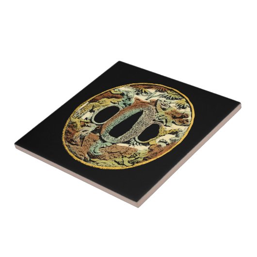 Gilded Asian Medallion by Vision Studio Tegeltje (Zijkant)