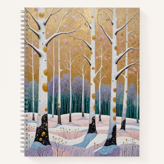 Gilded Aspen Grove: A Winter’s Dream Notitieboek (Voorkant)