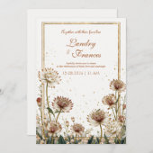 Gilded Astrantia Botanical Cream Wedding Kaart (Voorkant / Achterkant)