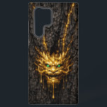 Gilded Bark Liquid Gold Dragon Samsung Galaxy Hoesje<br><div class="desc">An imperial Chinese dragon head,  expertly "forged" from molten gold as it seeps through weathered black bark. Accented with piercing emerald green eyes,  this high-vibrancy design combines mythical power with modern luxury. Optimized for perfect camera-hole clearance.</div>