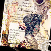 Gilded Baroque Mexican Lace Romance Wedding Kaart