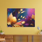 Gilded Bloom – Abstract Floral Composition Canvas Afdruk (Insitu (Woonkamer))
