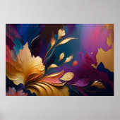 Gilded Bloom – Abstract Floral Composition Poster (Voorkant)