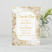 Gilded Bloom Classic Wedding Save the Date Kaart (Staand voorkant)