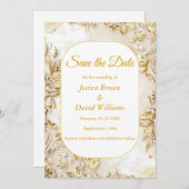 Gilded Bloom Classic Wedding Save the Date Kaart (Voorkant / Achterkant)