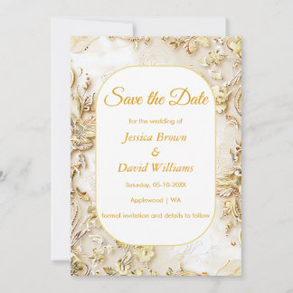 Gilded Bloom Classic Wedding Save the Date Kaart