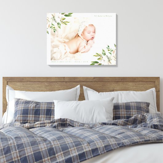 Gilded Blooms Baby Foto aandenken Canvas Afdruk (Insitu (Slaapkamer))