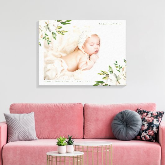 Gilded Blooms Baby Foto aandenken Canvas Afdruk (Insitu (Woonkamer))