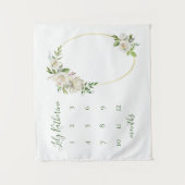 Gilded Blooms Baby Naam Mijlpaal Foto Wandkleed (Voorkant)