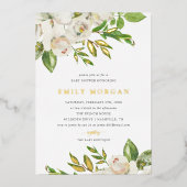 Gilded Blooms Baby shower Folie Folie Uitnodiging (Voorkant)