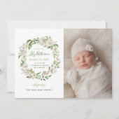 Gilded Blooms Bloemen Bloemen Baby Foto Geboorteaa Aankondiging (Voorkant)