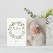 Gilded Blooms Bloemen Bloemen Baby Foto Geboorteaa Aankondiging (Staand voorkant)