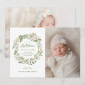 Gilded Blooms Bloemen Bloemen Baby Foto Geboorteaa Aankondiging (Voorkant / Achterkant)