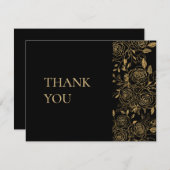 GILDED Blooms Bruiloft Dank u kaart (Voorkant / Achterkant)