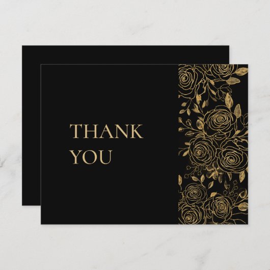 GILDED Blooms Bruiloft Dank u kaart (Voorkant / Achterkant)