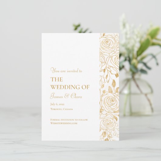 GILDED Blooms Bruiloft Kaart (Staand voorkant)