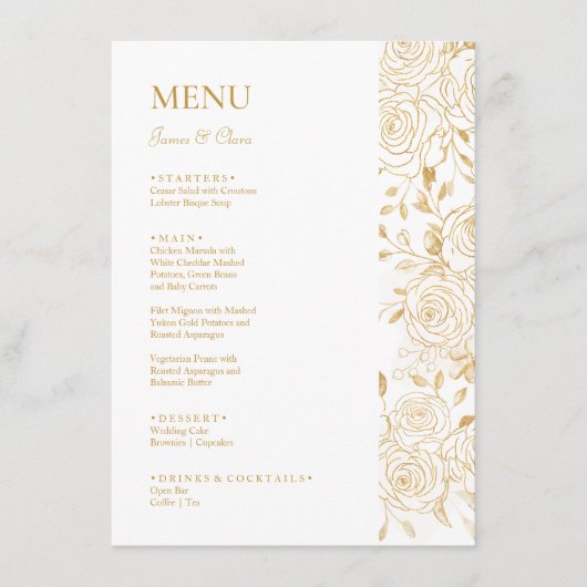 GILDED Blooms Bruiloft Menu (Voorkant)