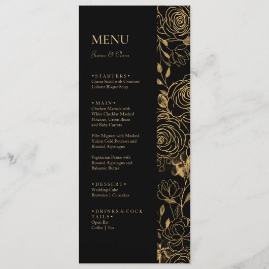 GILDED Blooms Bruiloft Menu (Voorkant)