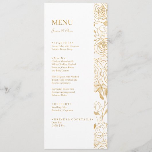GILDED Blooms Bruiloft Menu (Voorkant)