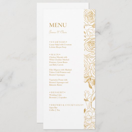 GILDED Blooms Bruiloft Menu (Voorkant / Achterkant)