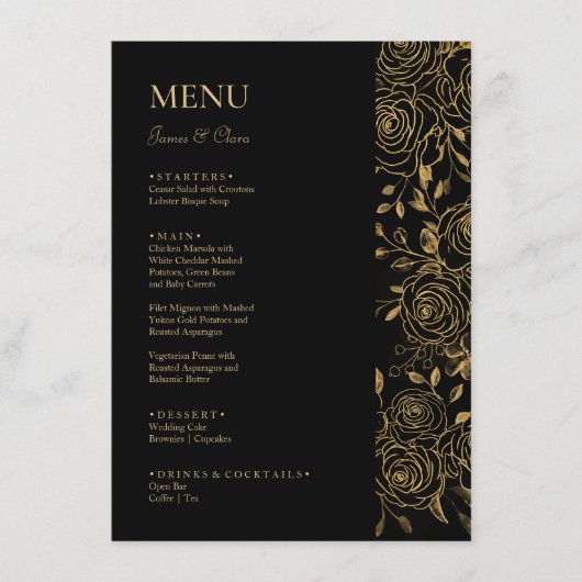 GILDED Blooms Bruiloft Menu (Voorkant)
