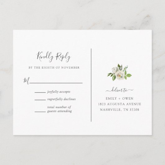 Gilded Blooms Bruiloft RSVP Briefkaart (Achterkant)