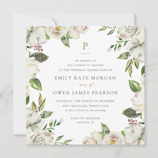 Gilded Blooms bruiloft uitnodiging (Voorkant)