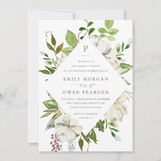 Gilded Blooms bruiloft uitnodiging (Voorkant)