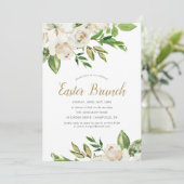 Gilded Blooms Easter Brunch Invitation Kaart (Staand voorkant)
