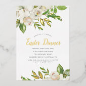 Gilded Blooms Easter Dinner Folie Uitnodiging (Voorkant)