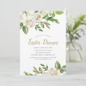 Gilded Blooms Easter Dinner Invitation Kaart (Staand voorkant)