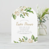 Gilded Blooms Easter Dinner Invitation Kaart (Staand voorkant)