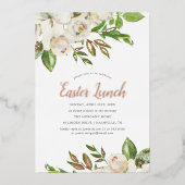 Gilded Blooms Easter Lunch Folie Invitation Folie Uitnodiging (Voorkant)