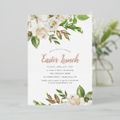 Gilded Blooms Easter Lunch Folie Invitation Folie Uitnodiging (Staand Voorkant)
